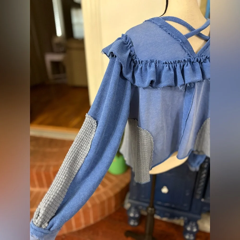 POL Blue Ruffle Sweatshirt - Picture 3 of 5